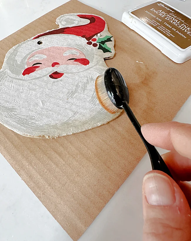 Santa head with archival stamp pad and brush