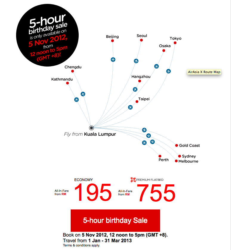 Air Asia X 5-hour Birthday Sale!  all about life!!
