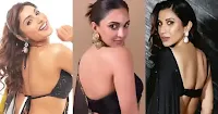 bollywood actress backless black saree sexy back
