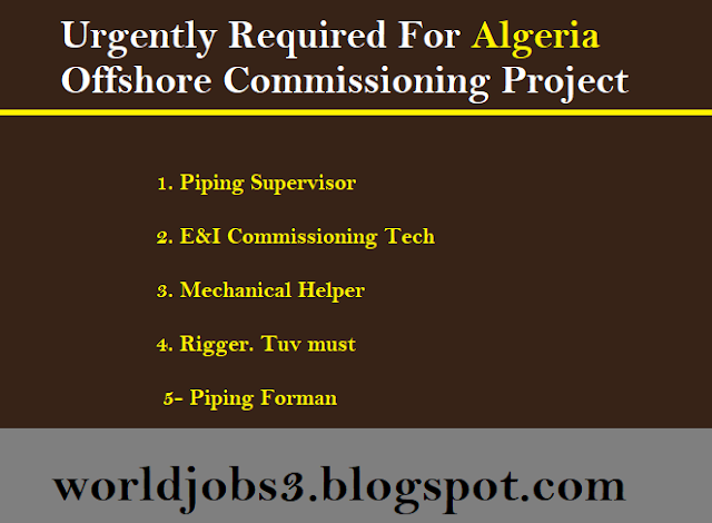 Urgently Required For Algeria Offshore Commissioning Project