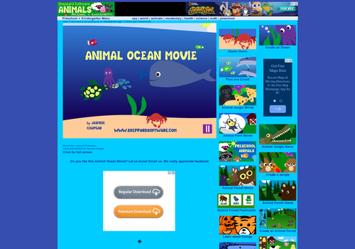 http://www.sheppardsoftware.com/preschool/animals/ocean/animaloceanmovie.htm