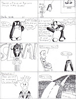 Penguin yells at some random lady who called on accident.  The spiky haired guy seeks revenge against fictitious Claymation character Lick Broccoli.