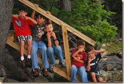 silly boys on stairs