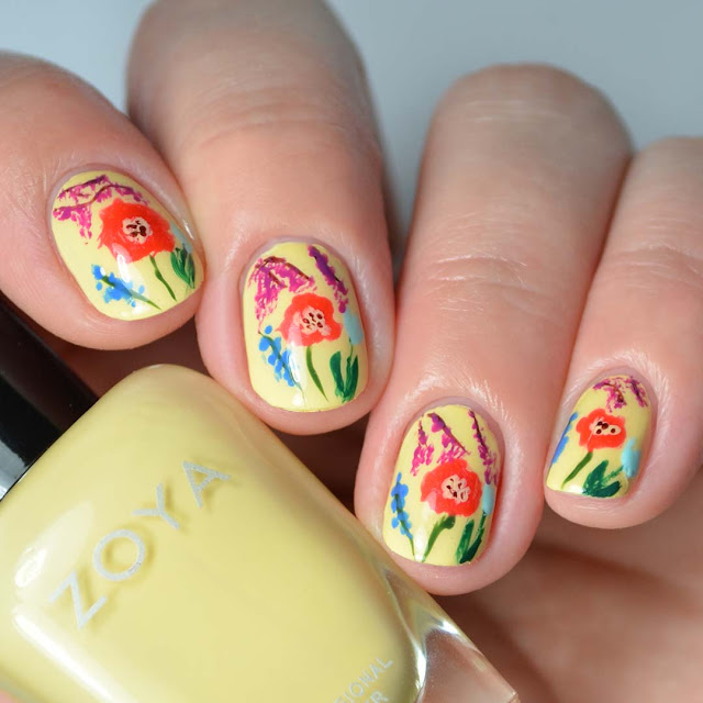 summer flower nail art