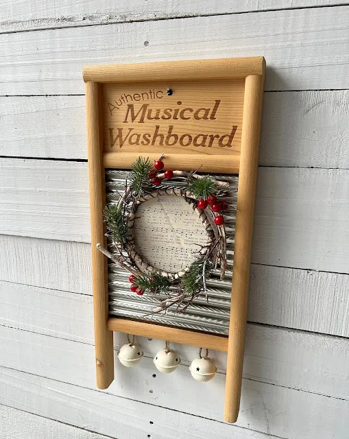 Photo of a Christmas musical washboard.