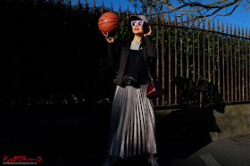 White Caviar Life's Vivienne Shui modelling for an impromptu street-basketball fashion shoot after the TISSOT NBA Finals Party Sydney - Photography by Kent Johnson.