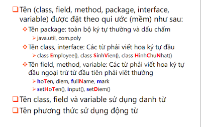 quy tắc đặt tên trong lập trình java