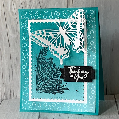 Butterfly Brilliance card idea using Bermuda Bay Cardstock
