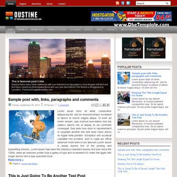 Oustine blog template. template image slider blog. magazine blogger template style