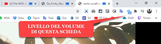 impostare il livello del volume di tutte le schede di chrome