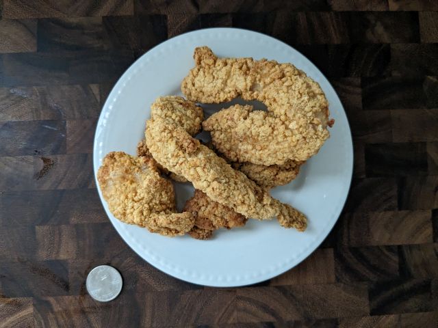 Tyson Air-Fried Chicken Breast Strips on a plate.