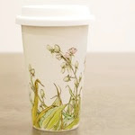 Buds and Grass Handpainted Coffee Cup