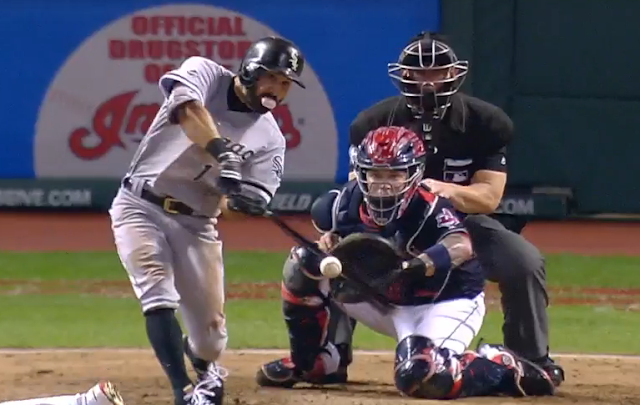 Adam Eaton blows bubble while hitting HR