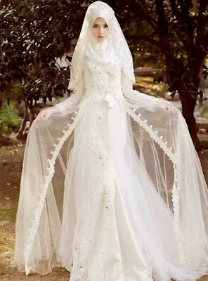 Gaun Pengantin Muslimah Putih Modern