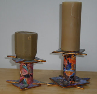 Reversible Candle Holders with Candles  - Art by Sylvia Kay