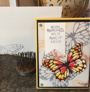 Monarch Butterfly Card with Stampin' Up!'s Watercolor Wings and Butterflies Framelits www.MarionCreates.com