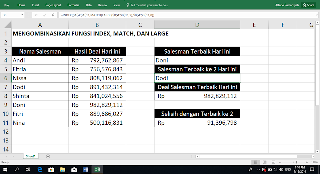 Cara Menggunakan Fungsi INDEX, MATCH, Dan LARGE Di Microsoft Excel