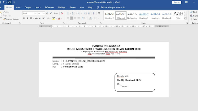 Cara Membuat Kop Surat di Amplop di MS Word