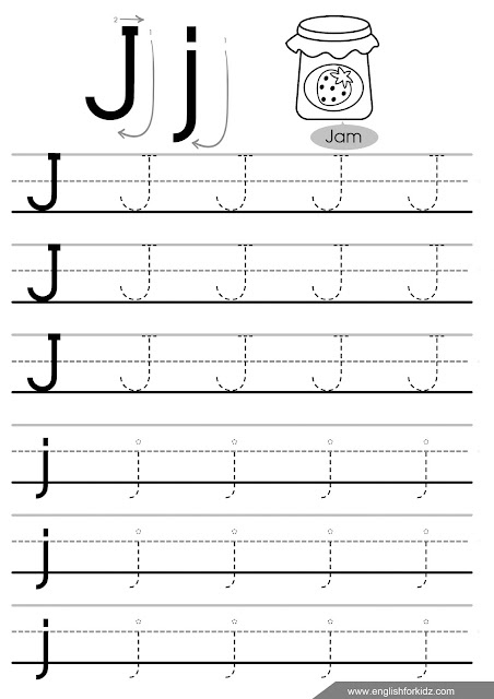 Letter j tracing worksheet