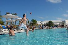 Cole catching the Football in the Pool