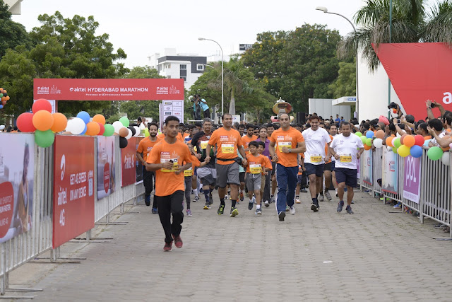 Airtel Hyderabad Marathon on 28th August, the sports lovers and enthusiasts are not left behind in the 5K Fun Run that was flagged off today at the Hitex Exhibition Center. 