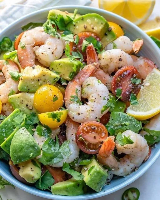 Lemony Shrimp, Avocado and Tomato Salad