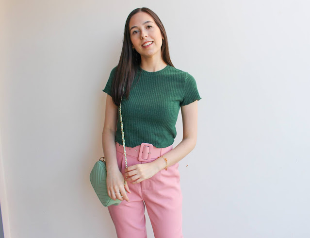 Look elegante rosa e verde!