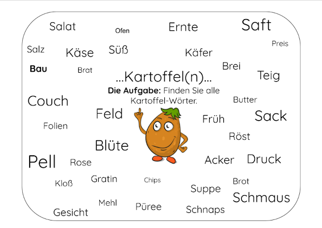 Wörterliste & Rätsel zum Wort: Kartoffel