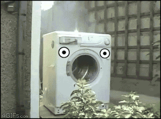 clothes washer brick what is he doing, oh crap a brick ffffuuuu fffuuu