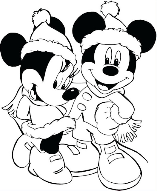 Mickey and Minnie mouse Christmas coloring pages 1