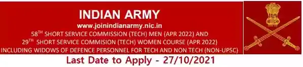 Army Technical SSC Officer Men-58 Women-29 October 2021 course entry