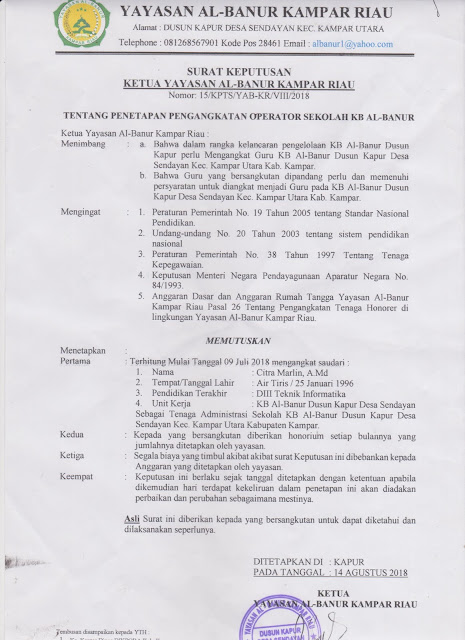  postingan kali ini admin ingin membagikan isu seputar Contoh SK Operator Sekolah Taman Kanak-kanak Contoh SK Operator Sekolah TK/KB Terbaru 2018