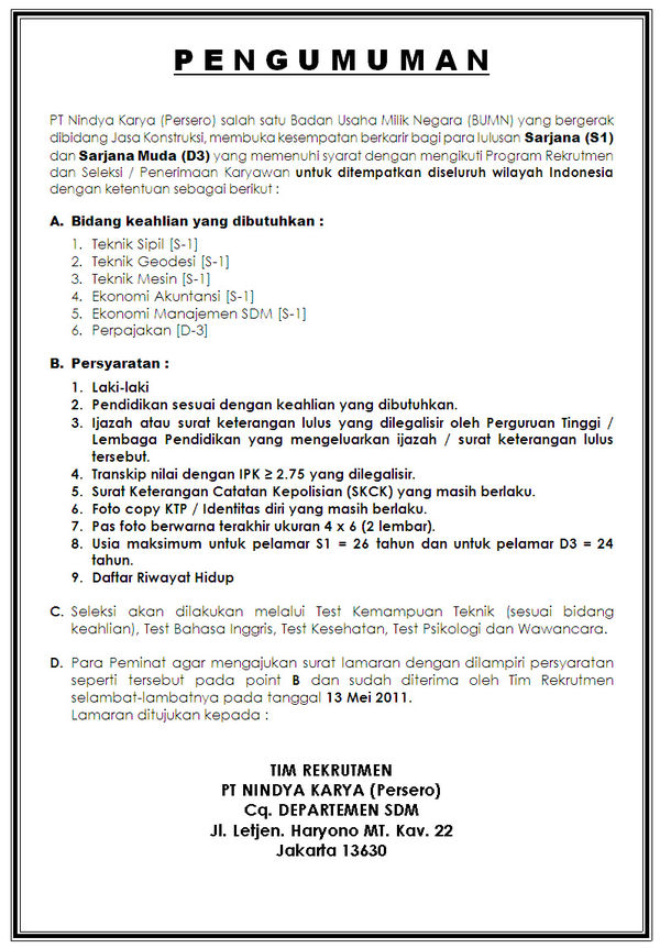 Contoh application letter teknik sipil