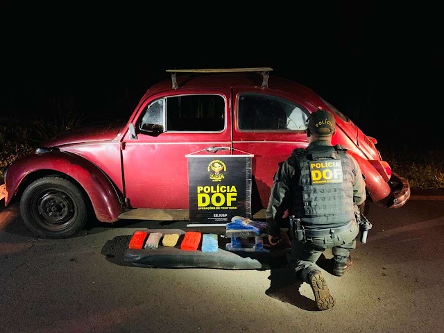 Gaúcho é preso na MS-156 com fusca lotado de drogas do Paraguai