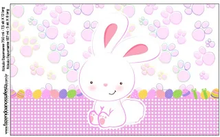 Easter Bunny with Pink and Squares: Free Printable Candy Bar Labels.