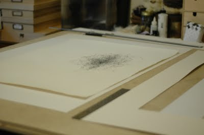 Erin Curry spindle drawing framing desk shot