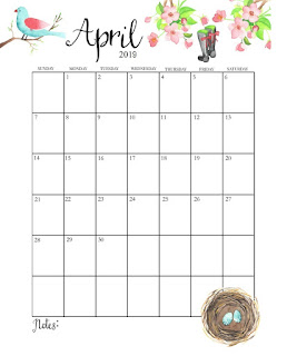 Free Printable Calendar April 2019