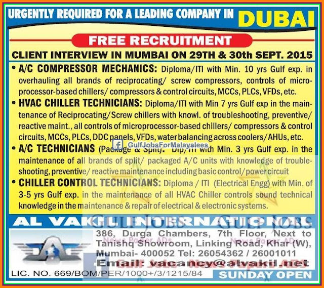 Free job recruitment for Dubai