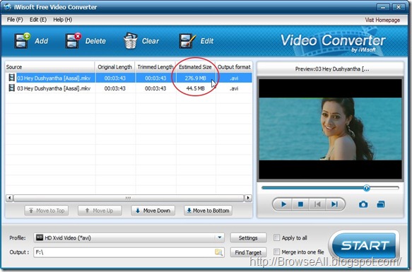 iWisoft Free Video Converter Estimated Size 5