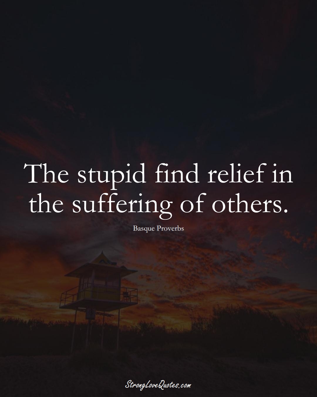 The stupid find relief in the suffering of others. (Basque Sayings);  #EuropeanSayings