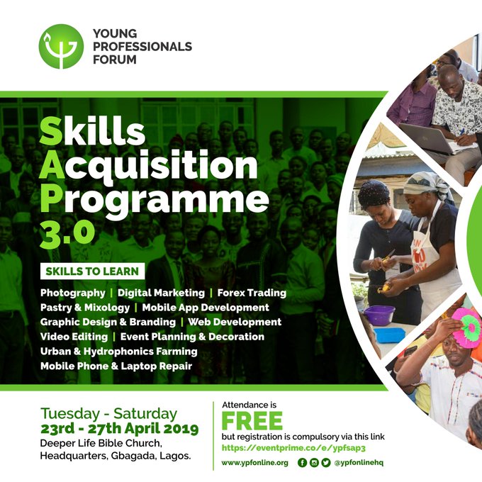 Young Professionals Forum Skills Acquisition Program 3.0 for Lagos State Residents 2019