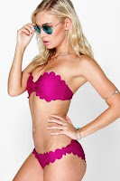 BOOHOO CAPRI PURPLE SCALLOP BANDEAU BIKINI  $30