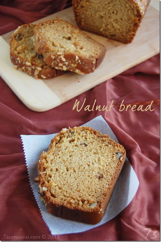 Eggless walnut loaf bread