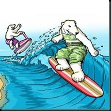 surfing polar bear