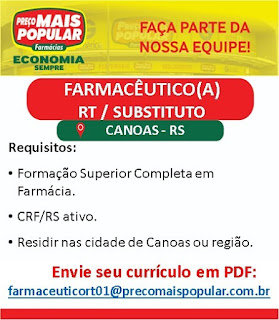 Vaga para Farmacêutico(a) em Canoas