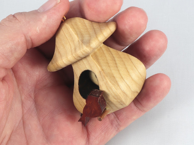 Miniature Birdhouse Ornament, Handmade from Select Grade Hardwoods and Finished with Blend Of Beeswax and Mineral Oil, Collectable