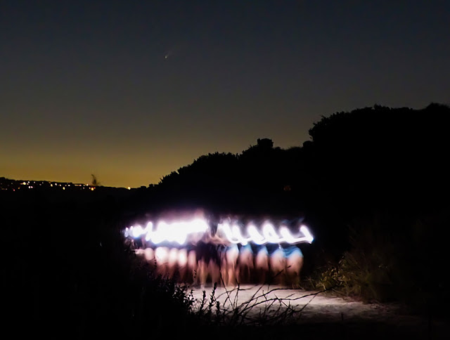 Comet NEOWISE, and foreground motion,  as seen in Laguna Beach, July 15 (Source: OCA Scott G.)