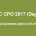 GK / GA Questions asked in SSC CPO 2017 Exam [Shift-1 +  Shift-2] (04 July 2017)