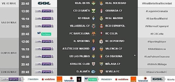 Liga Santander 2016/2017, horarios confirmados de la jornada 26