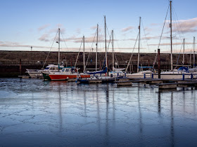 Photo of ice on Maryport Marina on Saturday morning